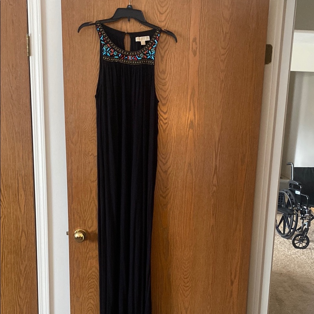 Embroidered Black Maxi Dress